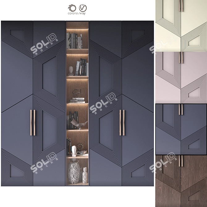 Modular Neoclassical Wardrobe Furniture 3D model image 2