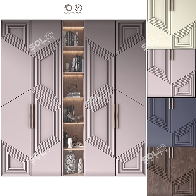 Modular Neoclassical Wardrobe Furniture 3D model image 3