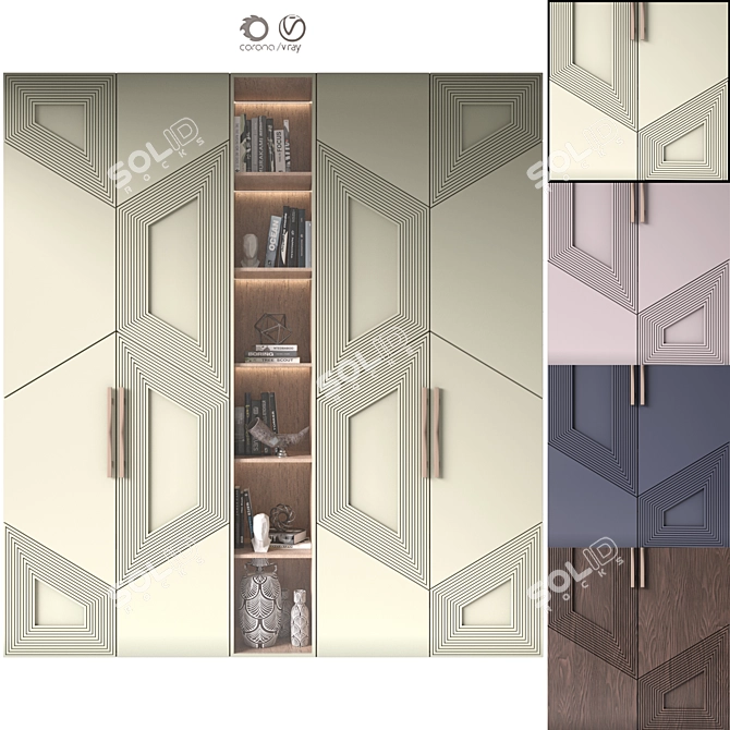 Modular Neoclassical Wardrobe Furniture 3D model image 4