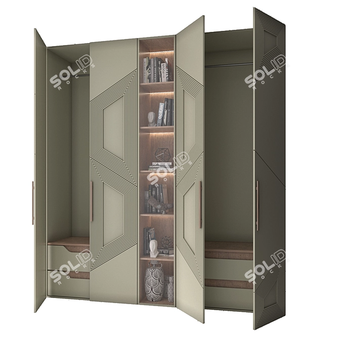 Modular Neoclassical Wardrobe Furniture 3D model image 5