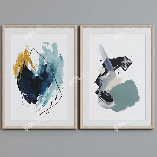 Modern Abstract Picture Frame Set 3D model image 1