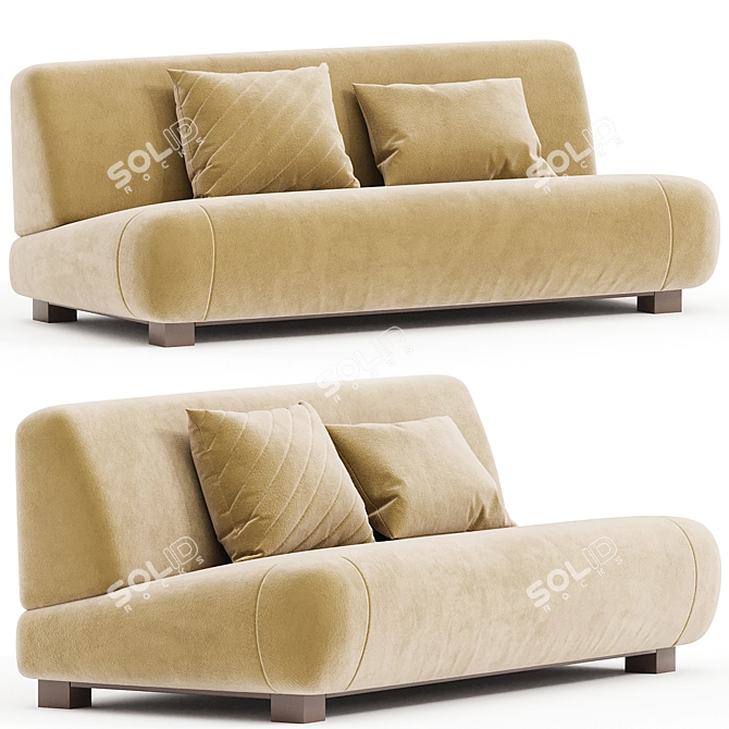 Cozy Chic Fabric 2-Seater Sofa 3D model image 1