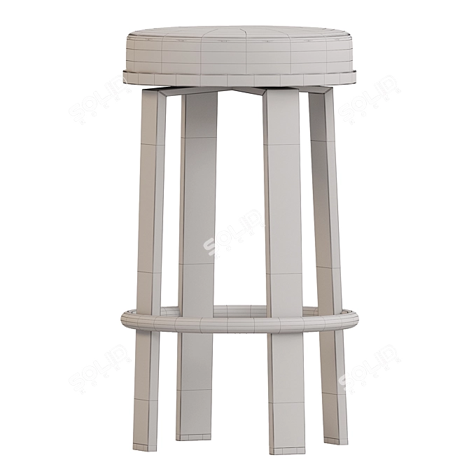 Modern Swivel Counter Stool in Neutral Tones 3D model image 2