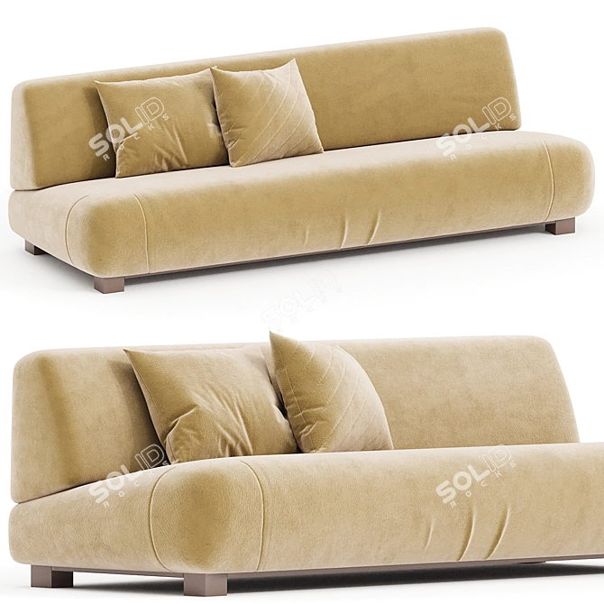 Elegant 3-Seater Fabric Sofa 3D model image 1