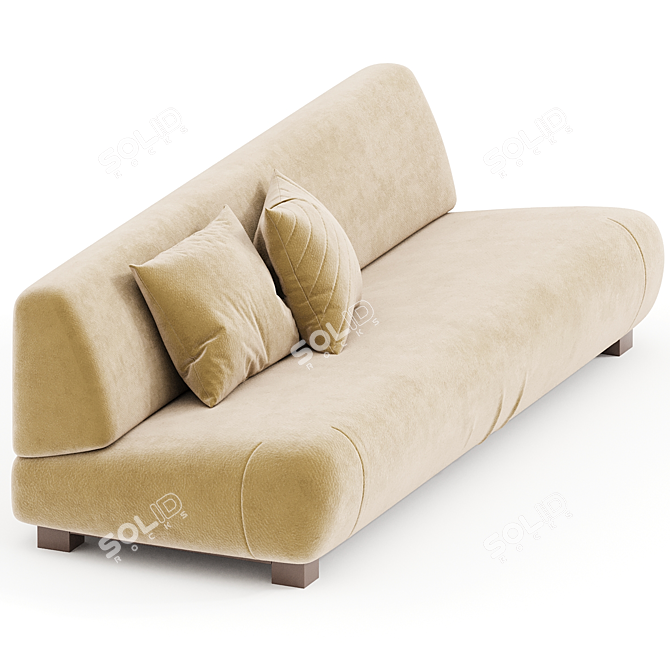 Elegant 3-Seater Fabric Sofa 3D model image 2