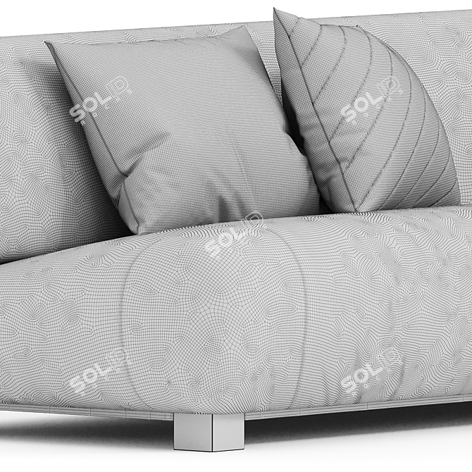 Elegant 3-Seater Fabric Sofa 3D model image 3