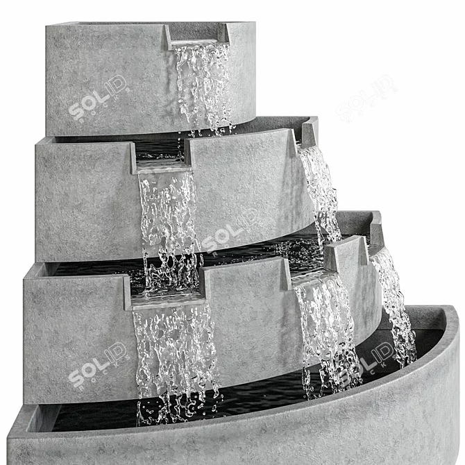 Modern Fiberglass Waterfall Fountain 3D model image 1