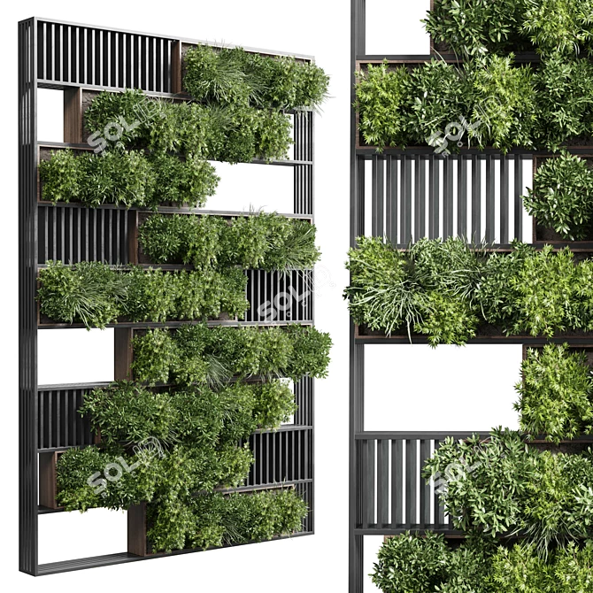 Modern Wooden Frame Vertical Garden 3D model image 1