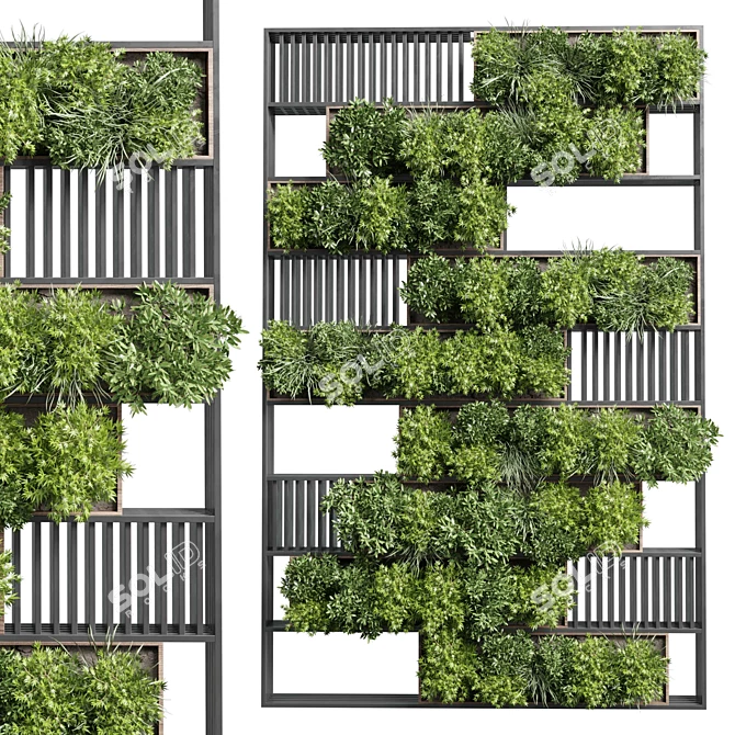 Modern Wooden Frame Vertical Garden 3D model image 2