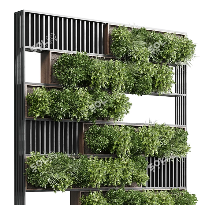 Modern Wooden Frame Vertical Garden 3D model image 3