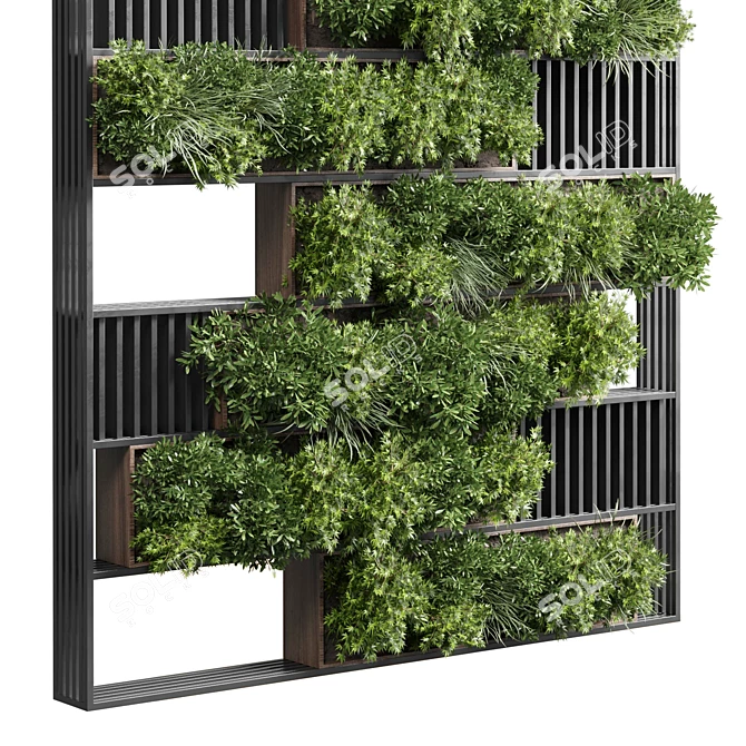 Modern Wooden Frame Vertical Garden 3D model image 4