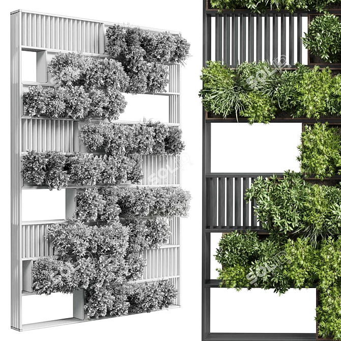 Modern Wooden Frame Vertical Garden 3D model image 5