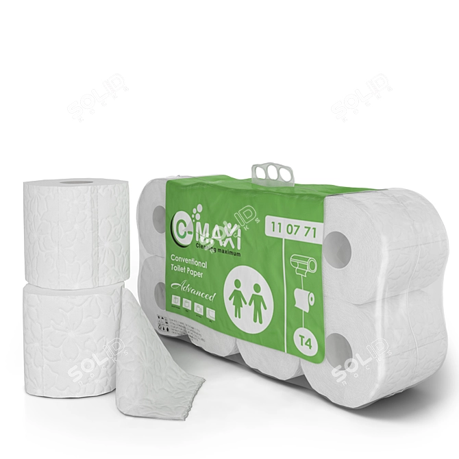 Maxi 4x2 Toilet Paper Pack 3D model image 1