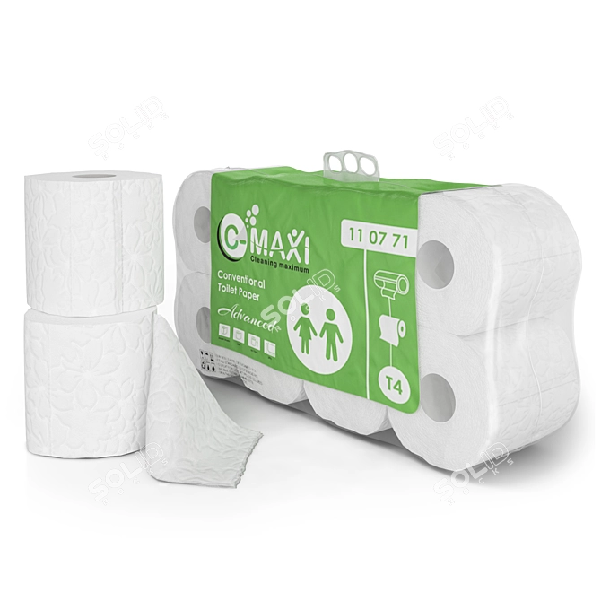 Maxi 4x2 Toilet Paper Pack 3D model image 12