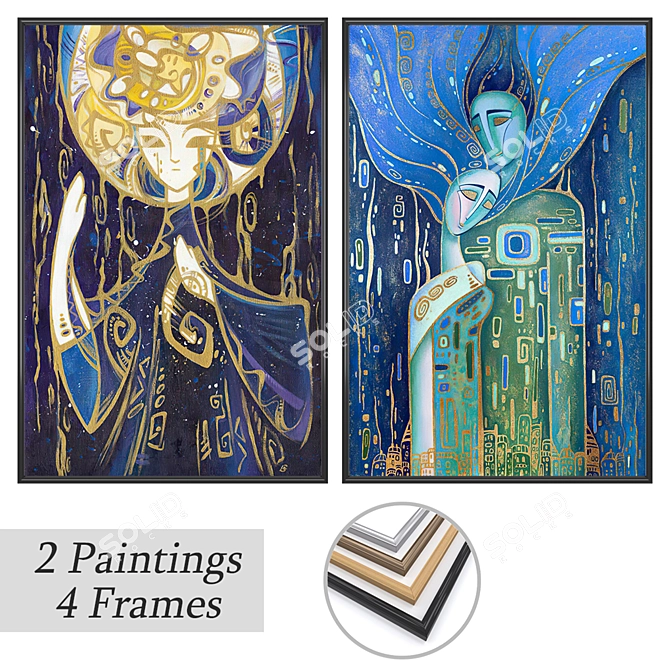 Art Set with Multiple Frames 3D model image 1