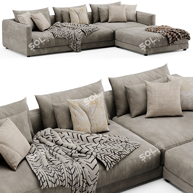 Elegant Poliform Bristol Ottoman Set 3D model image 1