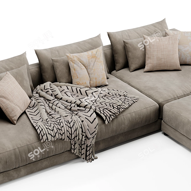 Elegant Poliform Bristol Ottoman Set 3D model image 2