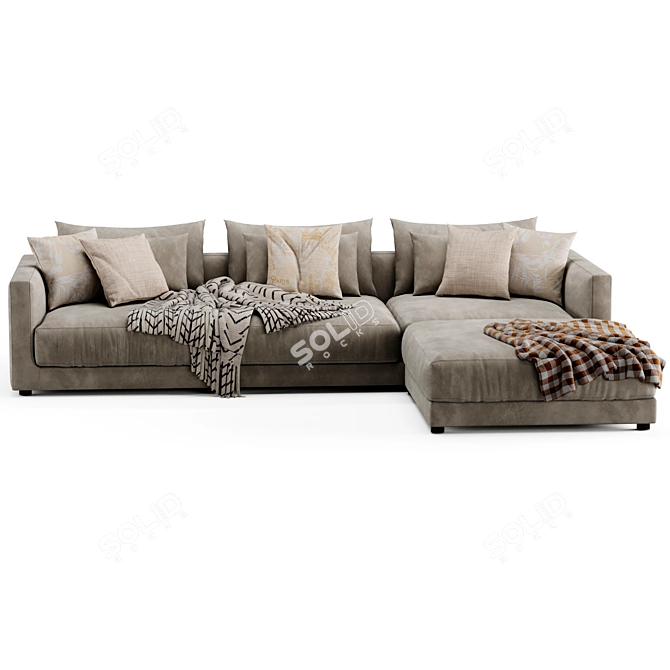 Elegant Poliform Bristol Ottoman Set 3D model image 4