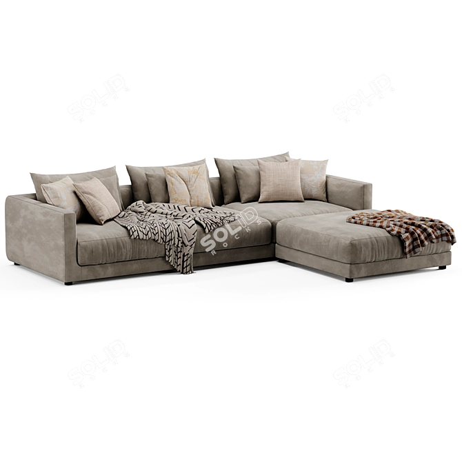 Elegant Poliform Bristol Ottoman Set 3D model image 5