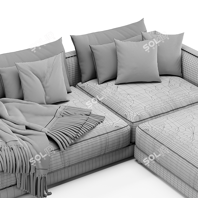 Elegant Poliform Bristol Ottoman Set 3D model image 6