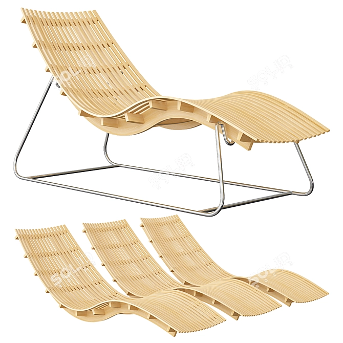 Elegant Teak Swing Lounger 3D model image 1