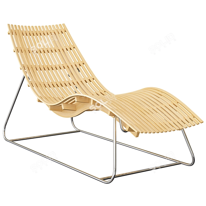 Elegant Teak Swing Lounger 3D model image 2