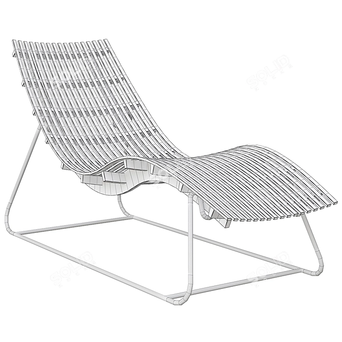 Elegant Teak Swing Lounger 3D model image 3