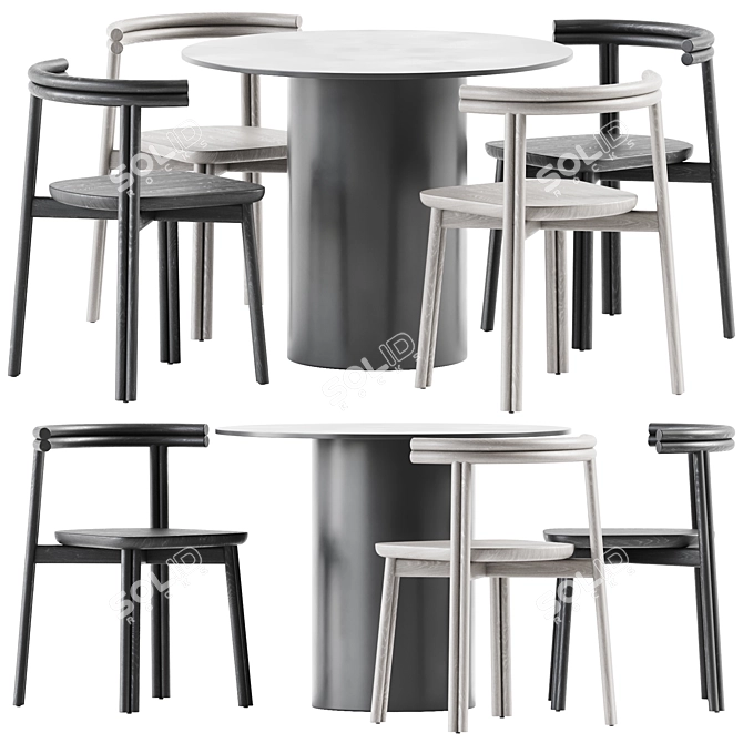 Sleek Dial Dining Set 3D model image 1