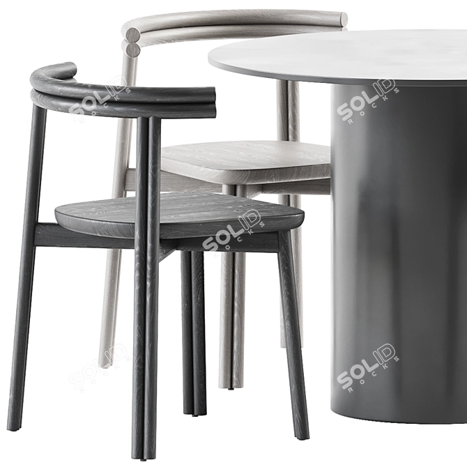 Sleek Dial Dining Set 3D model image 3