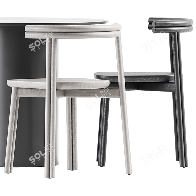 Sleek Dial Dining Set 3D model image 4