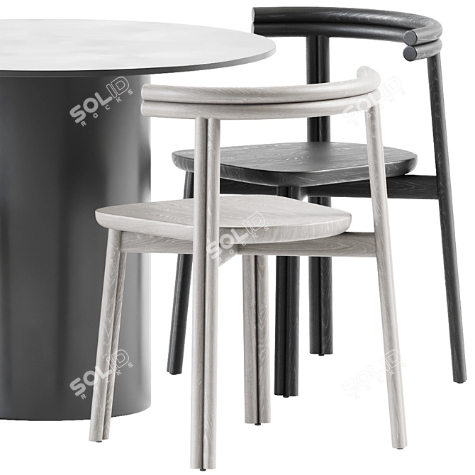 Sleek Dial Dining Set 3D model image 5
