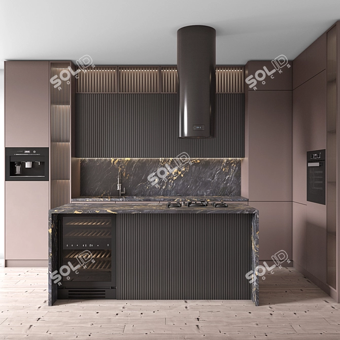  Corner Kitchen Modern Set 3D model image 1