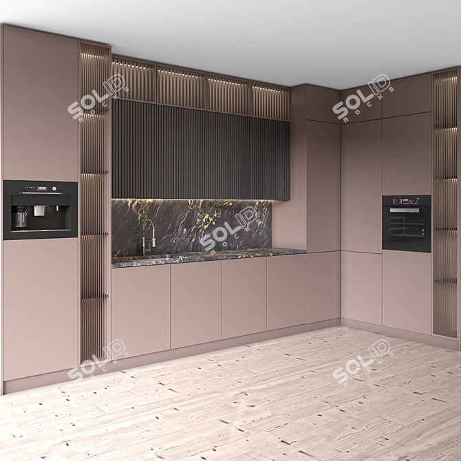  Corner Kitchen Modern Set 3D model image 2