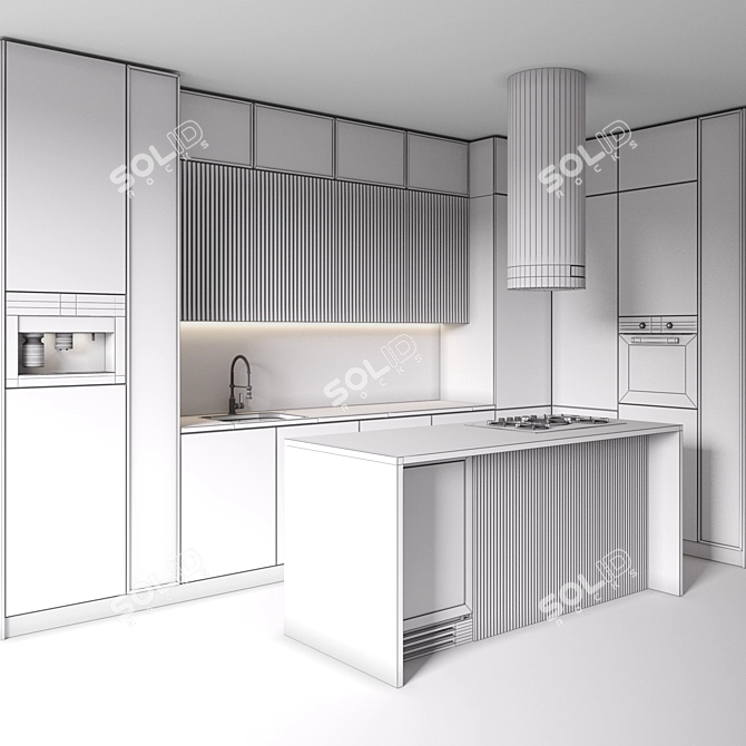  Corner Kitchen Modern Set 3D model image 5