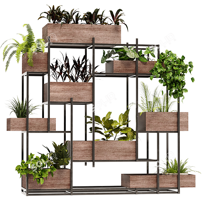 Modern Stand Wood Plant Boxes 3D model image 2