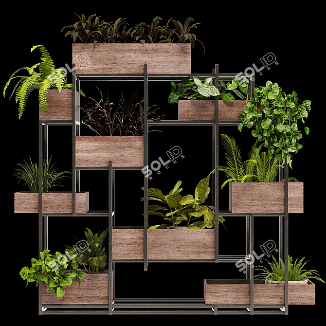 Modern Stand Wood Plant Boxes 3D model image 3