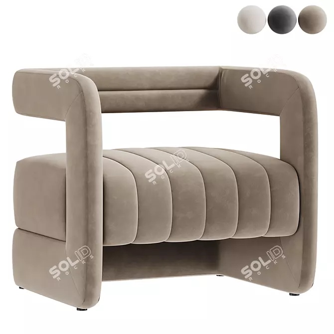 Luxury Velvet Tufted Accent Chair 3D model image 2