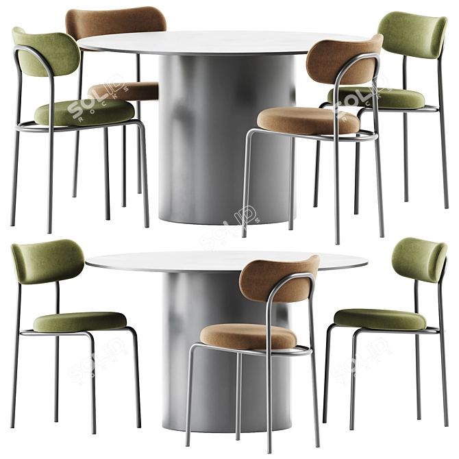 Modern Dining Set: Loop Chair & Dial Table 3D model image 1