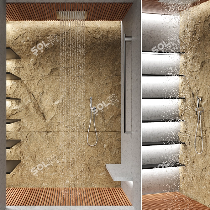 Wood Stone Shower Shelf Liquid 3D model image 1