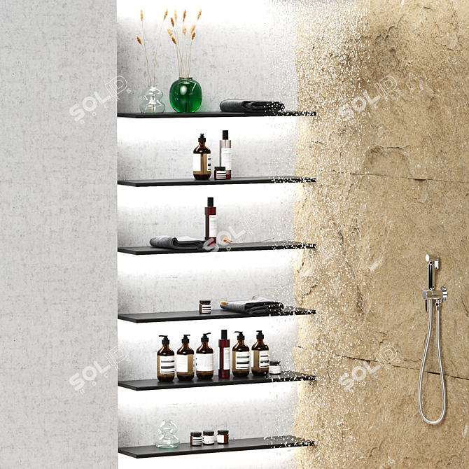 Wood Stone Shower Shelf Liquid 3D model image 3