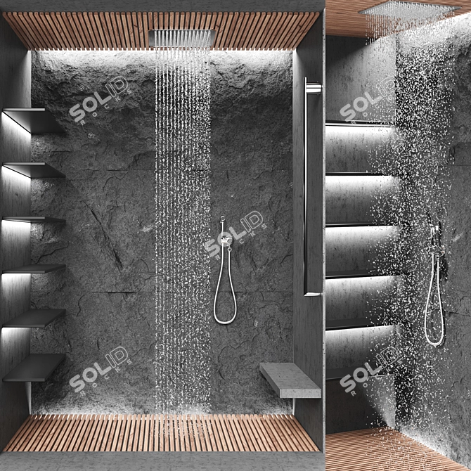 Wood Stone Shower Shelf Liquid 3D model image 5