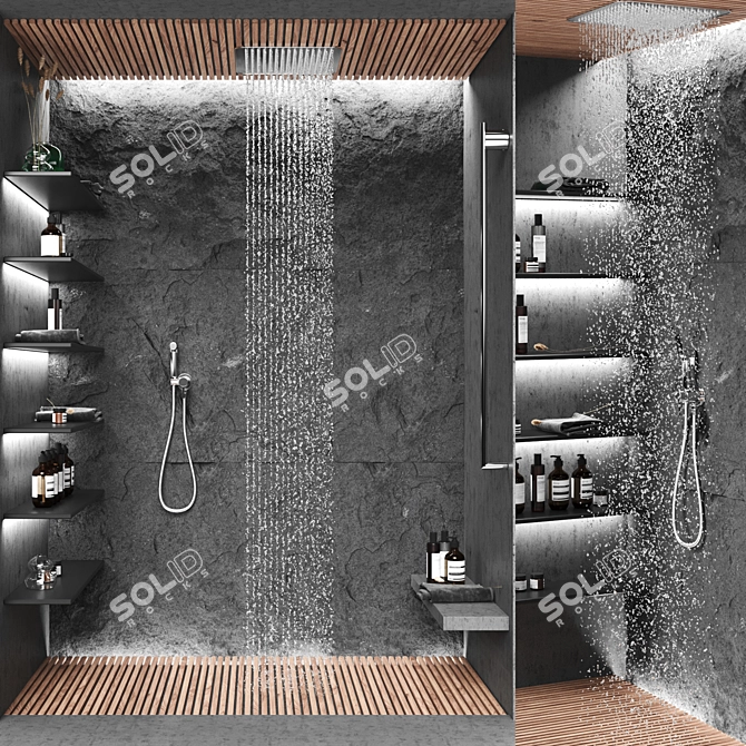 Wood Stone Shower Shelf Liquid 3D model image 6