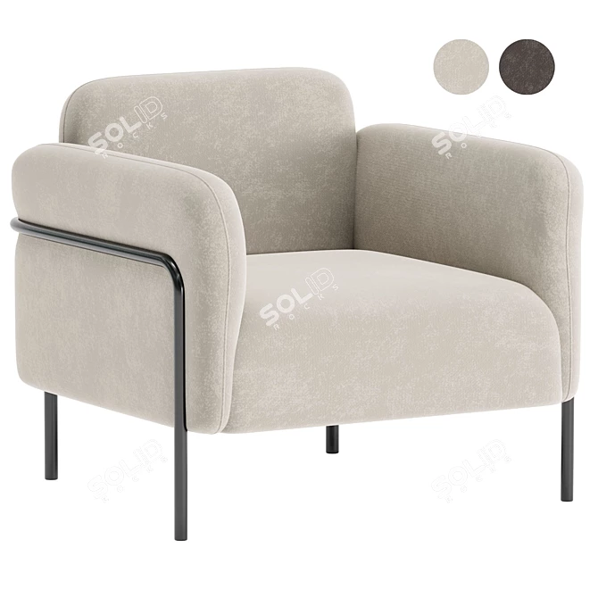 Elegant Velvet Alistair Armchair 3D model image 1