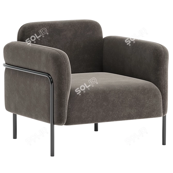 Elegant Velvet Alistair Armchair 3D model image 2