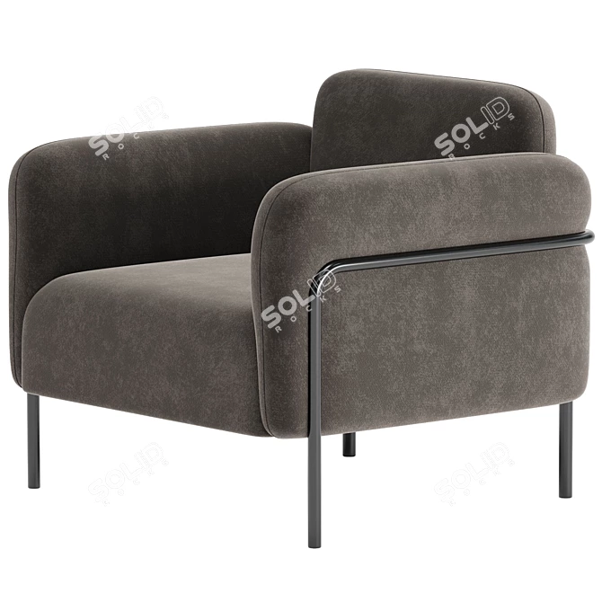 Elegant Velvet Alistair Armchair 3D model image 4