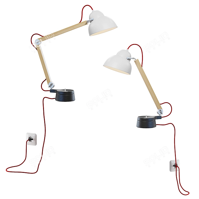 Minimalist Adjustable Table Lamp 3D model image 2