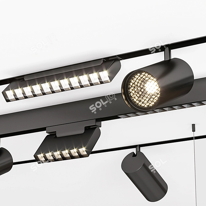 Sleek Modern Magnetic Track Lights 3D model image 2