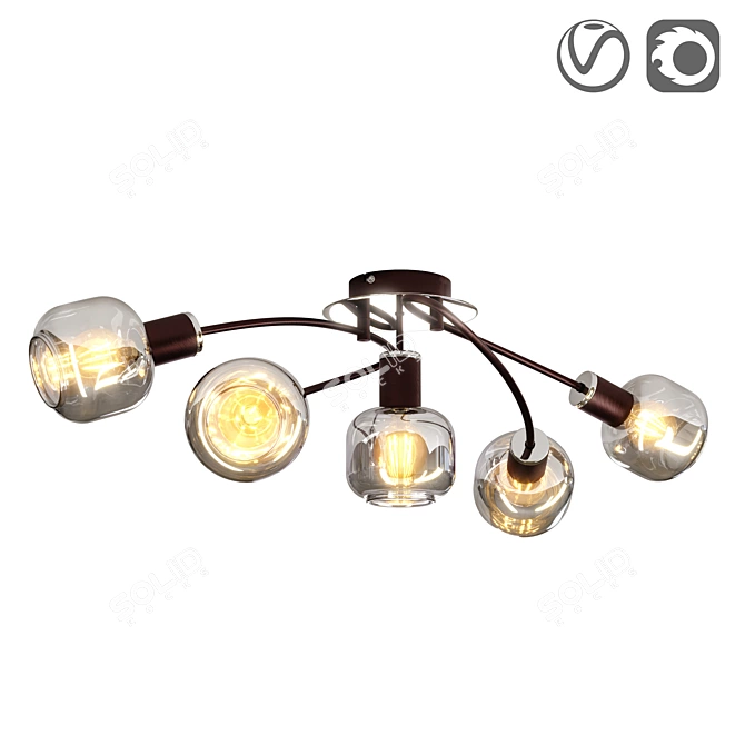 Vintage Metal Ceiling Light Fixture 3D model image 1