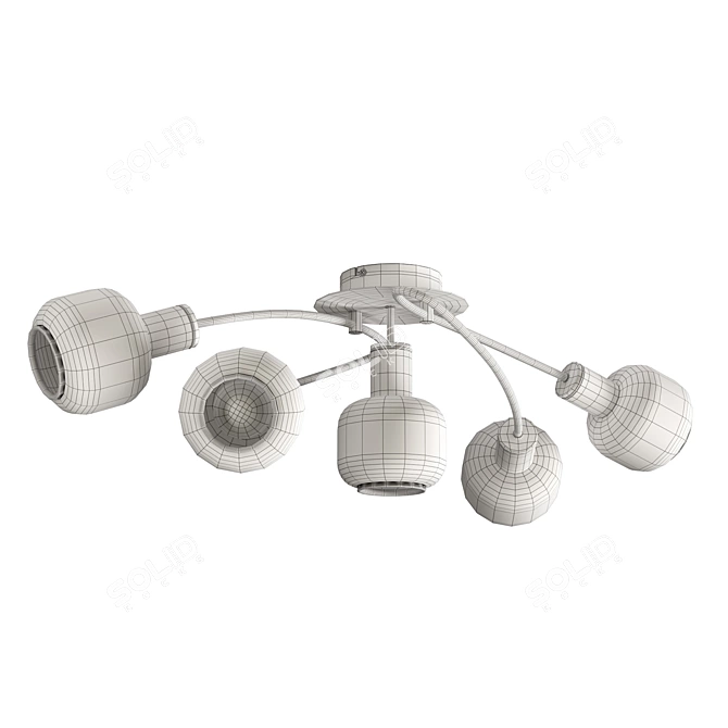 Vintage Metal Ceiling Light Fixture 3D model image 2