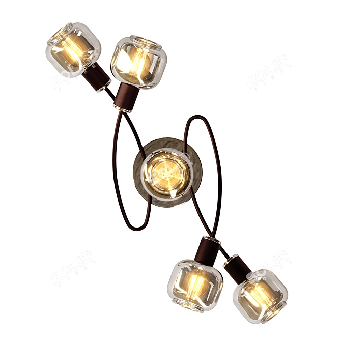 Vintage Metal Ceiling Light Fixture 3D model image 3